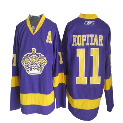 discount Los Angeles Kings 11 Anze Kopitar Purple-Yellow NHL Hockey Jersey